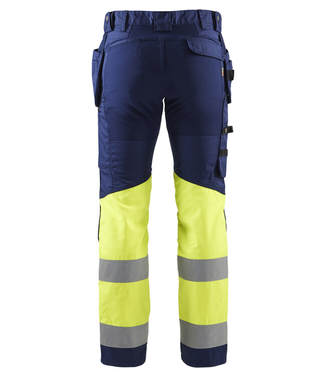 Blaklader 1558 Reflecterende Werkbroek Stretch Marineblauw/Geel