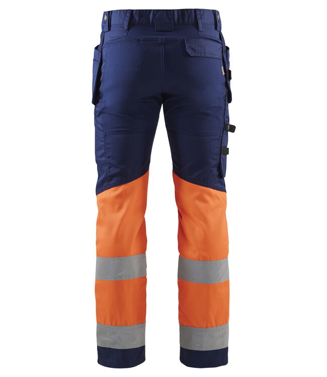 Blaklader 1558 Reflecterende Werkbroek Stretch Marineblauw/Oranje