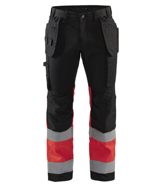 Blaklader Blaklader 1558 Reflecterende Werkbroek Stretch Zwart/Rood