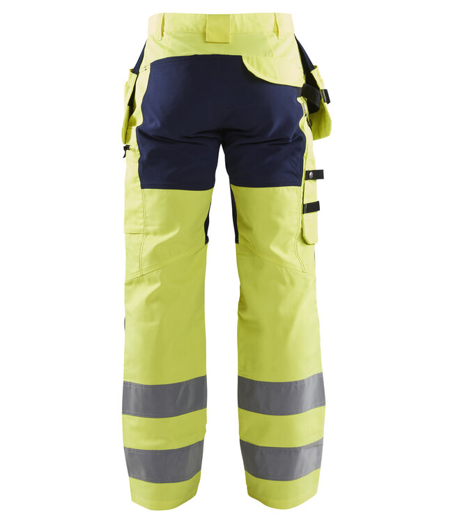 Blaklader 1552 Reflecterende Werkbroek Stretch Geel/Marineblauw