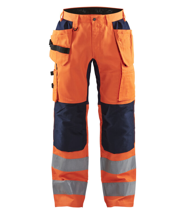 Blaklader 1552 Reflecterende Werkbroek Stretch Oranje/Marineblauw