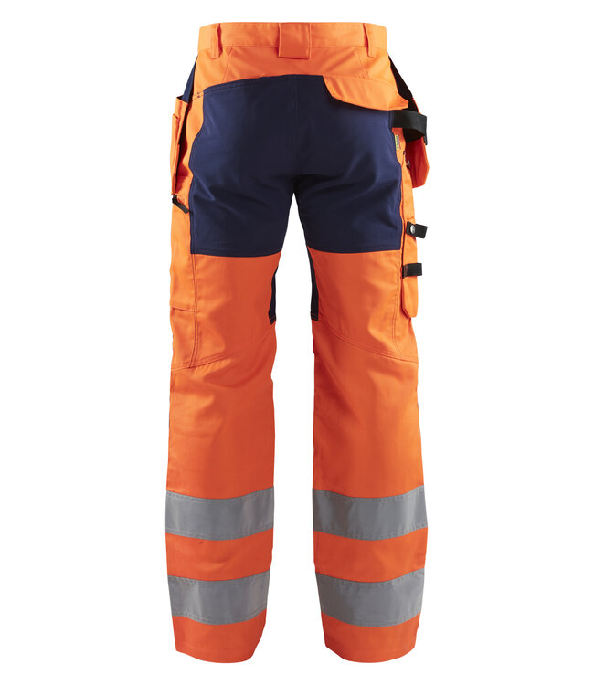 Blaklader 1552 Reflecterende Werkbroek Stretch Oranje/Marineblauw