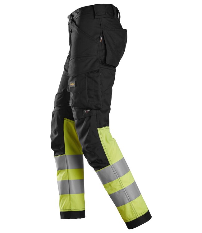 Snickers 6334 Reflecterende Werkbroek Stretch Zwart/Geel