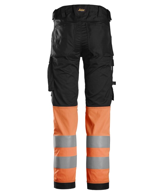 Snickers 6334 Reflecterende Werkbroek Stretch Zwart/Oranje