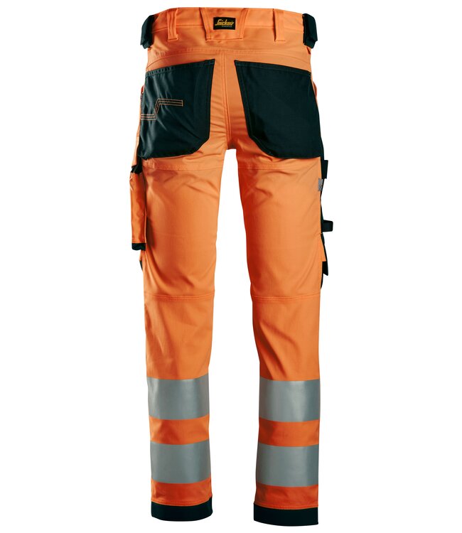 Snickers 6343 Reflecterende Werkbroek Stretch Oranje/Zwart