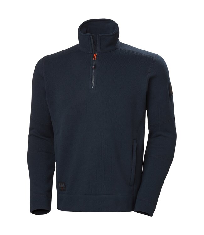 Helly Hansen Knit Fleece Werktrui met Korte Rits Donkerblauw