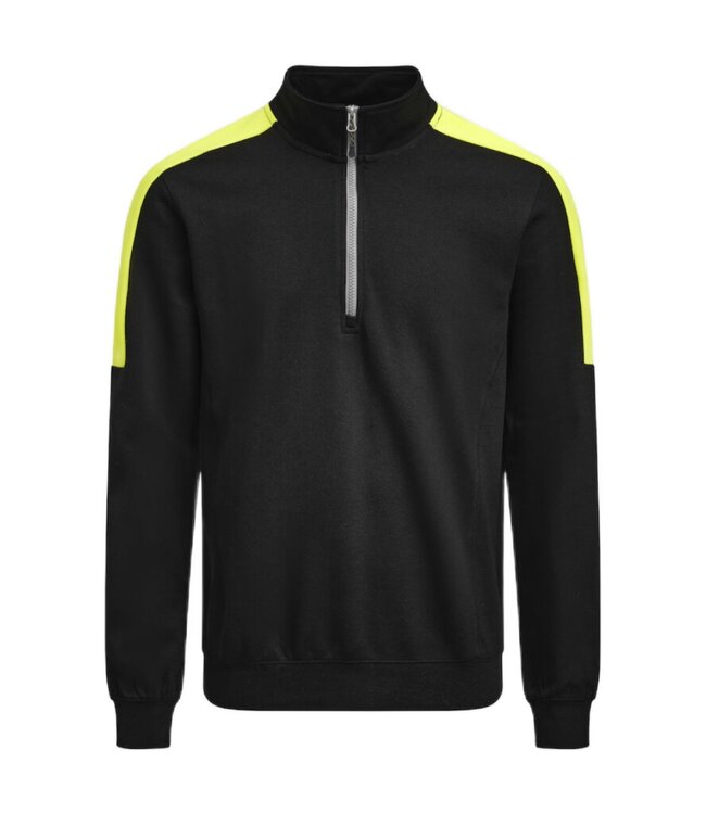 Jobman 5401 Werktrui met Korte Rits Zwart/Geel