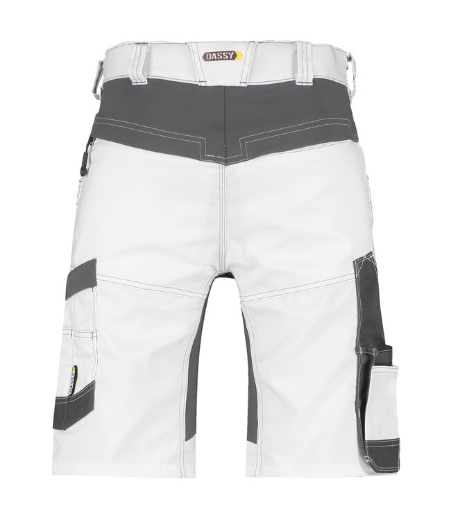DASSY Axis D-Flex Korte Werkbroek Stretch Wit/Grijs