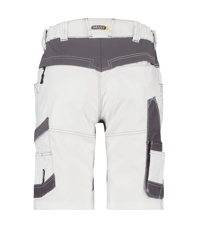 DASSY Axis D-Flex Dames Schilders Korte Werkbroek met Stretch Wit/Grijs