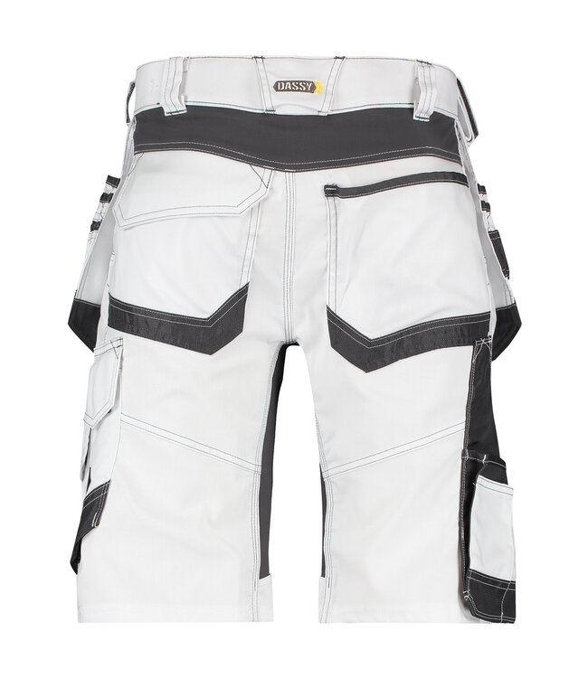 DASSY Trix D-Flex Schilders Korte Werkbroek met Stretch Wit/Grijs