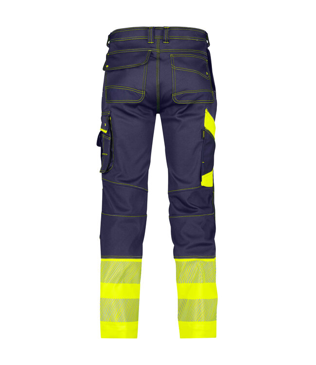 DASSY Princeton Reflecterende Stretch Werkbroek Donkerblauw/Geel