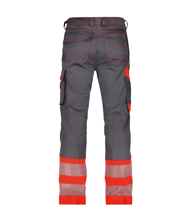 DASSY Princeton Reflecterende Stretch Werkbroek Grijs/Rood