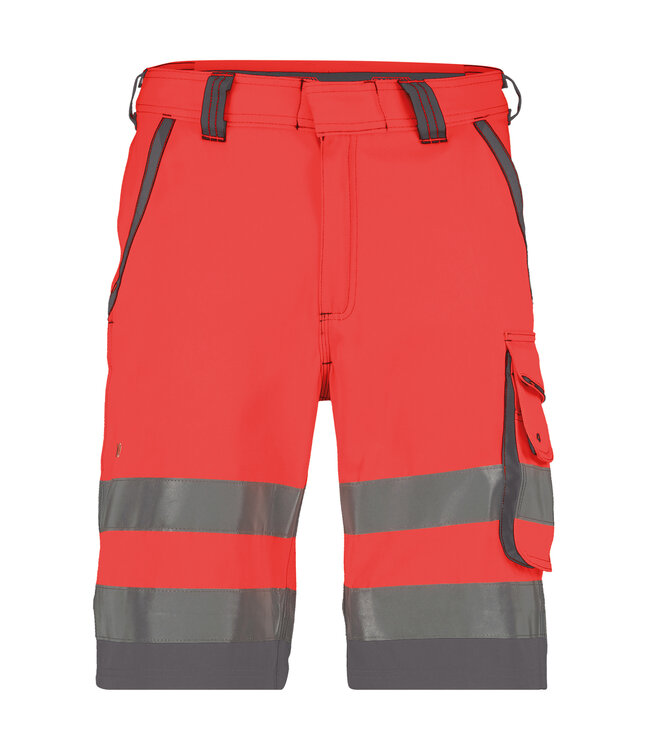 DASSY Lucca Reflecterende Canvas Korte Werkbroek Rood/Grijs