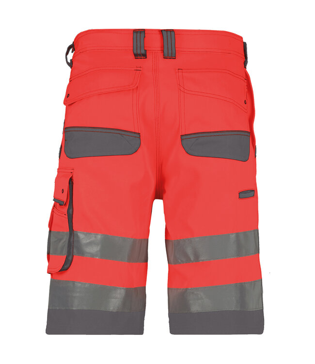 DASSY Lucca Reflecterende Canvas Korte Werkbroek Rood/Grijs