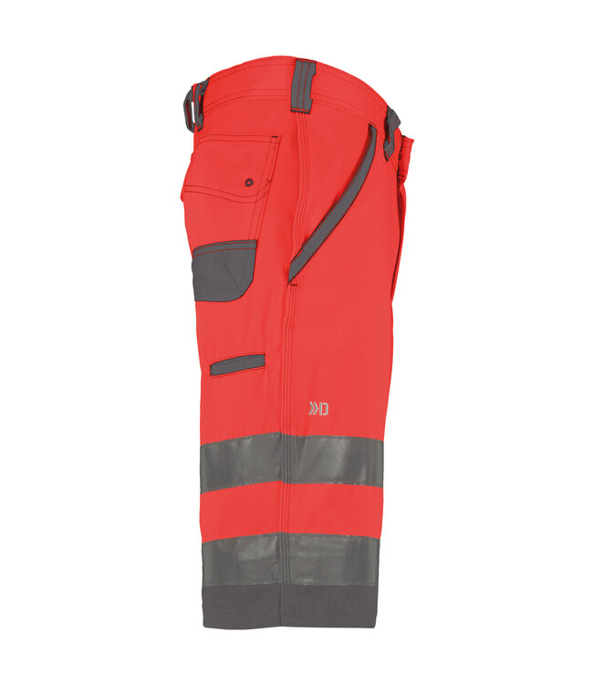 DASSY Lucca Reflecterende Canvas Korte Werkbroek Rood/Grijs