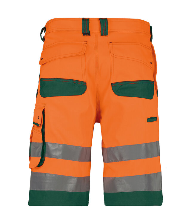 DASSY Lucca Reflecterende Canvas Korte Werkbroek Oranje/Groen