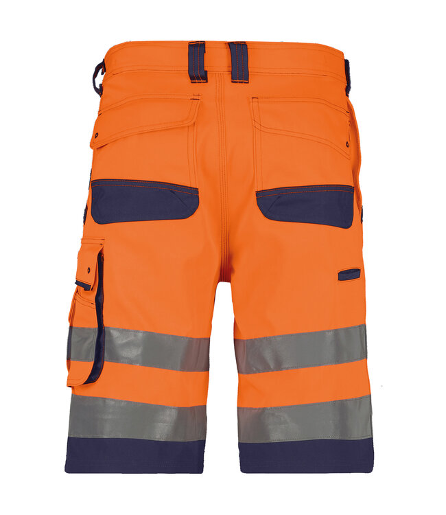 DASSY Lucca Reflecterende Canvas Korte Werkbroek Oranje/Donkerblauw