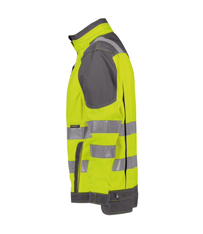 DASSY Orlando Reflecterende Canvas Werkjas Ongevoerd Geel/Grijs