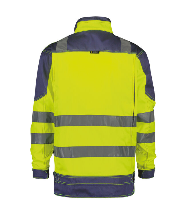 DASSY Orlando Reflecterende Canvas Werkjas Ongevoerd Geel/Donkerblauw