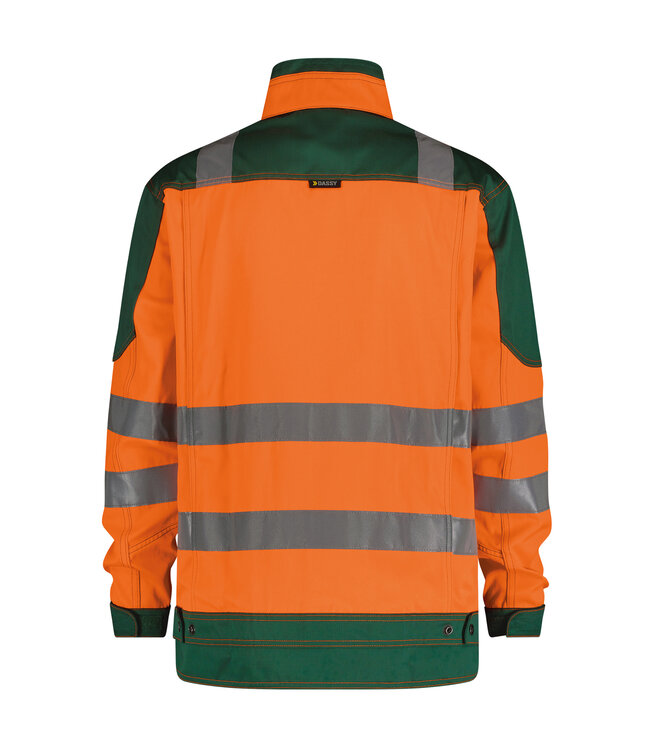 DASSY Orlando Reflecterende Canvas Werkjas Ongevoerd Oranje/Groen