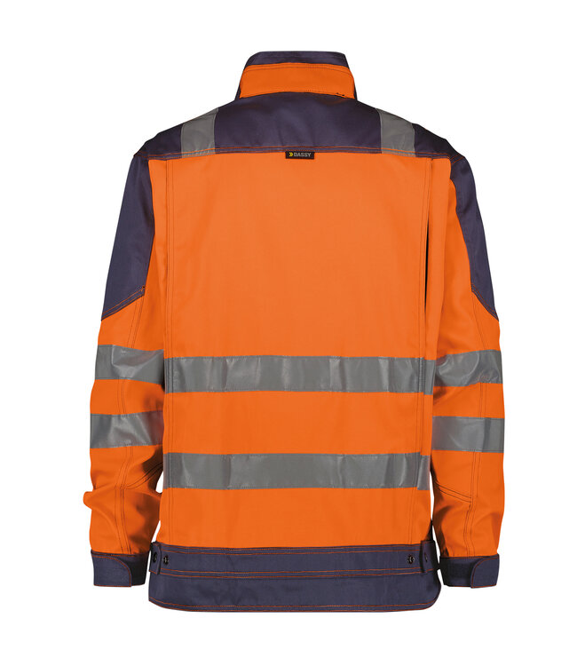 DASSY Orlando Reflecterende Canvas Werkjas Ongevoerd Oranje/Donkerblauw
