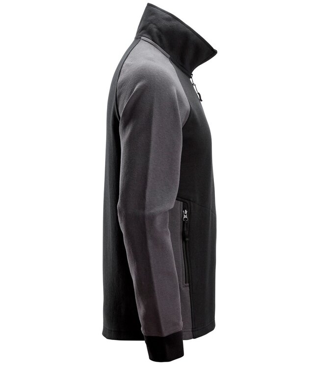 Snickers 2841 Sweater met Korte Rits Zwart/Donkergrijs