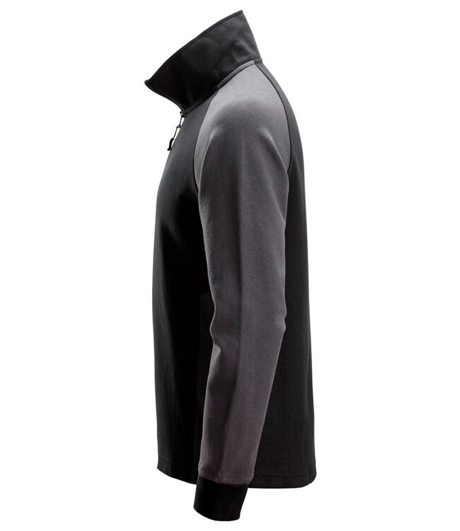 Snickers 2841 Sweater met Korte Rits Zwart/Donkergrijs