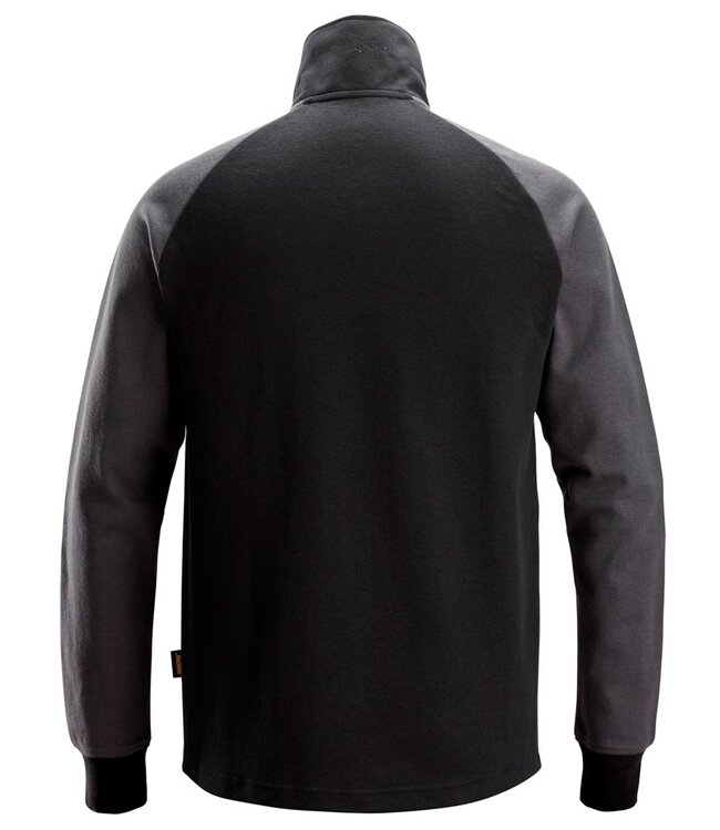 Snickers 2841 Sweater met Korte Rits Zwart/Donkergrijs