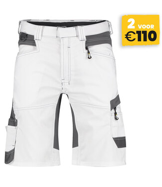 DASSY DASSY Axis D-Flex Korte Werkbroek Stretch Wit/Grijs