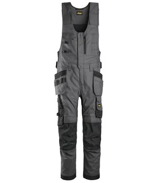 Snickers Workwear Snickers 6014 Canvas Bodybroek Stretch Holsterzakken Staalgrijs/Zwart