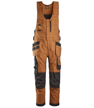 Snickers Workwear Snickers 6014 Canvas Bodybroek Stretch Holsterzakken Bruin/Zwart