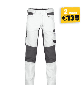 DASSY DASSY Helix D-Flex Schilders Werkbroek met Stretch Wit/Grijs DASSY DASSY Helix D-Flex Schilders Werkbroek met Stretch Wit/Grijs