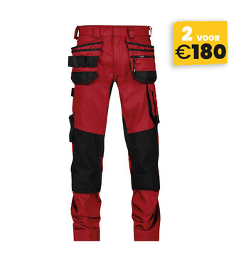 DASSY DASSY Flux NEXT D-Flex Werkbroek Stretch Rood/Zwart