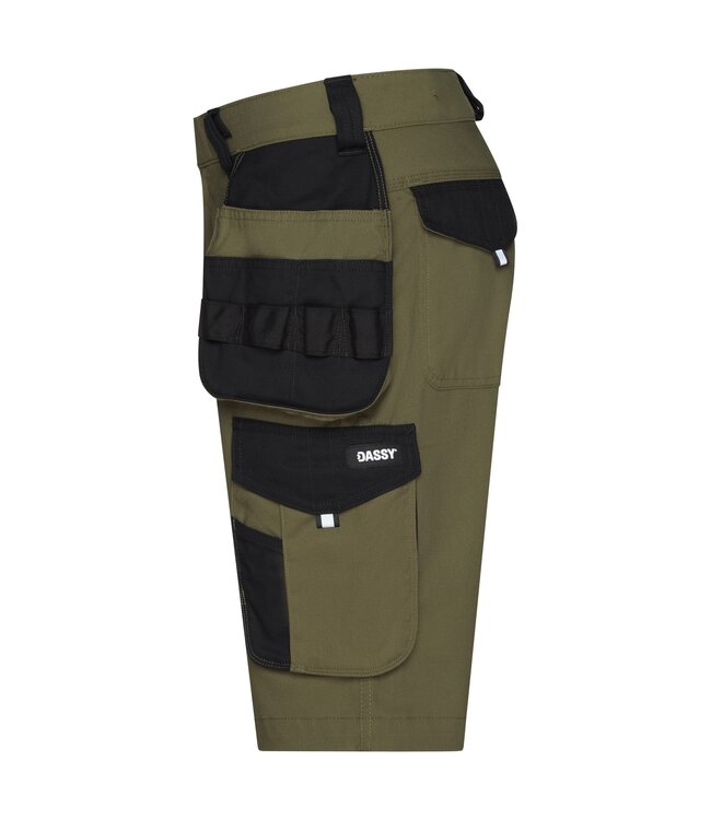 DASSY Kuma Flex Korte Werkbroek Stretch Khaki/Zwart