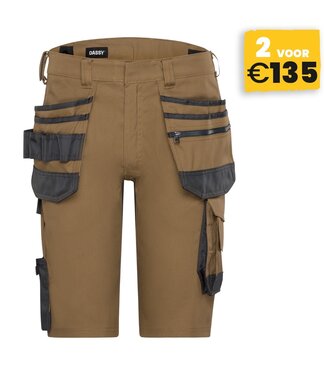 DASSY DASSY Trix NEXT D-Flex Korte Werkbroek Stretch Bruin/Grijs