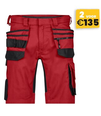 DASSY DASSY Trix NEXT D-Flex Korte Werkbroek Stretch Rood/Zwart
