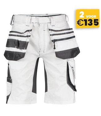 DASSY DASSY Trix D-Flex Schilders Korte Werkbroek met Stretch Wit/Grijs