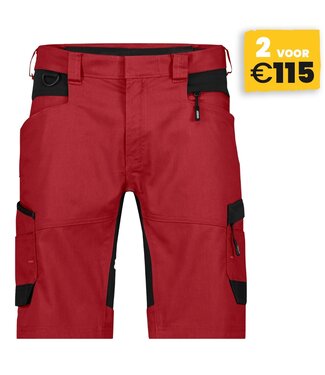 DASSY DASSY Axis NEXT D-Flex Korte Werkbroek Stretch Rood/Zwart