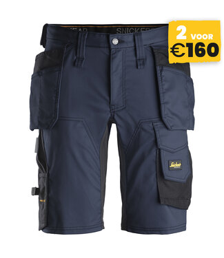 Snickers Workwear Snickers 6141 Korte Werkbroek Stretch AllroundWork Donkerblauw/Zwart
