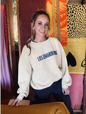 Los Enamorados Embroidered Sweater - Soft Yellow with Blue Logo