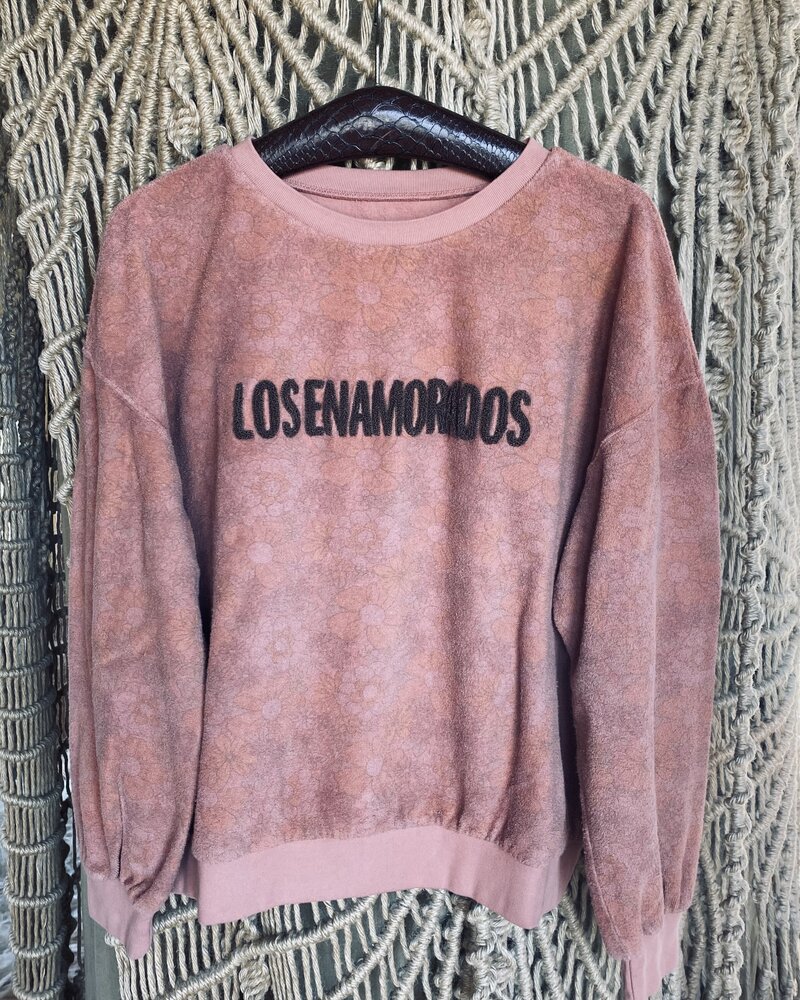 Los Enamorados Pink Flowers Embroidered Sweater