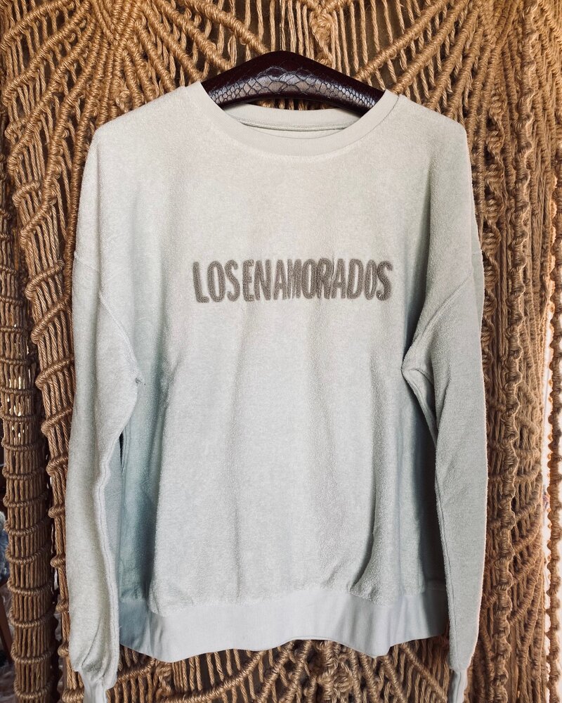 Los Enamorados Iced Blue Terry Embroidered Sweater