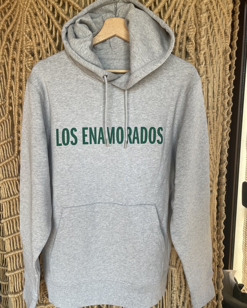 Los Enamorados Grey Hoodie with Green logo