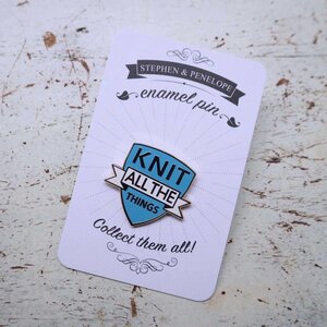 Stephen & Penelope KNIT ALL THE THINGS ENAMEL PIN