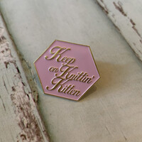 PINK KNITTIN KITTEN ENAMEL PIN