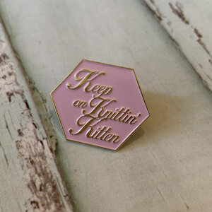 Westknits PINK KNITTIN KITTEN ENAMEL PIN Westknits PINK KNITTIN KITTEN ENAMEL PIN