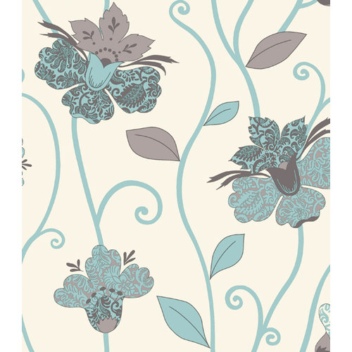 Juvita Behang Juvita Fantasia Beige Blauw Bloemen Behang 6695-25 Juvita Behang Juvita Fantasia Beige Blauw Bloemen Behang 6695-25