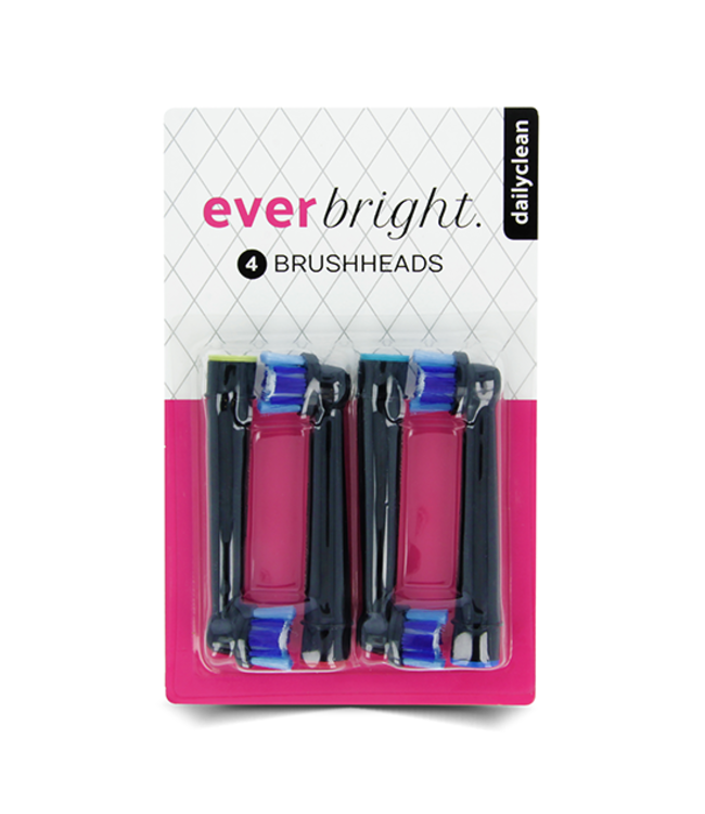 Everbright DailyClean opzetborstels zwart - 4 stuks