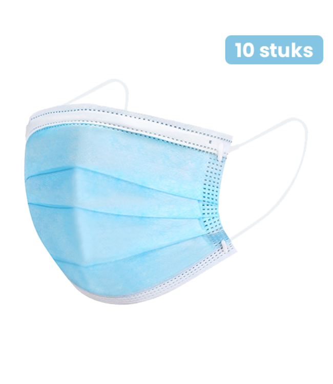 Mondmaskers 3-laags - blauw - 10 stuks