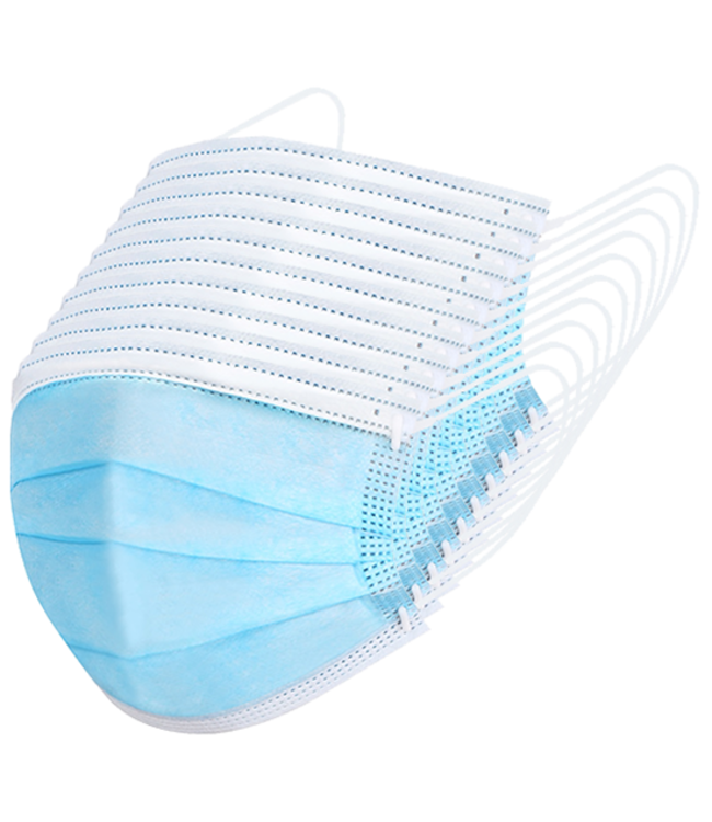 Mondmaskers 3-laags - blauw - 10 stuks